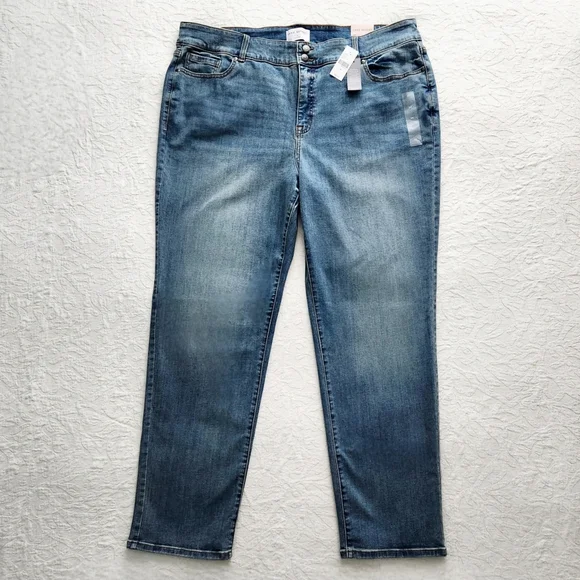 Lane Bryant NWT Straight Leg High-Rise Tighter Tummy Jeans Flex Waistband, Sz 24 - Picture 4 of 16